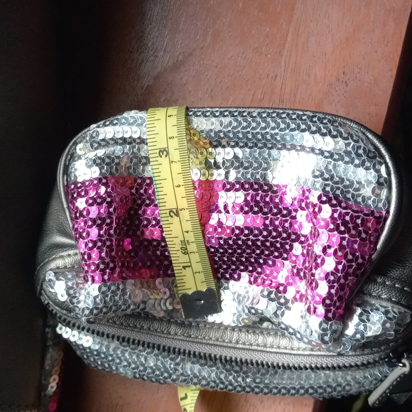 Betsey Johnson Silver and Pink sequined  purse 12 h by 10 w - Picture 8 of 9